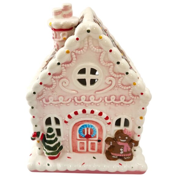 Mr. Christmas Ceramic Gingerbread House Light-Up Hand-Painted - Picture 2 of 15